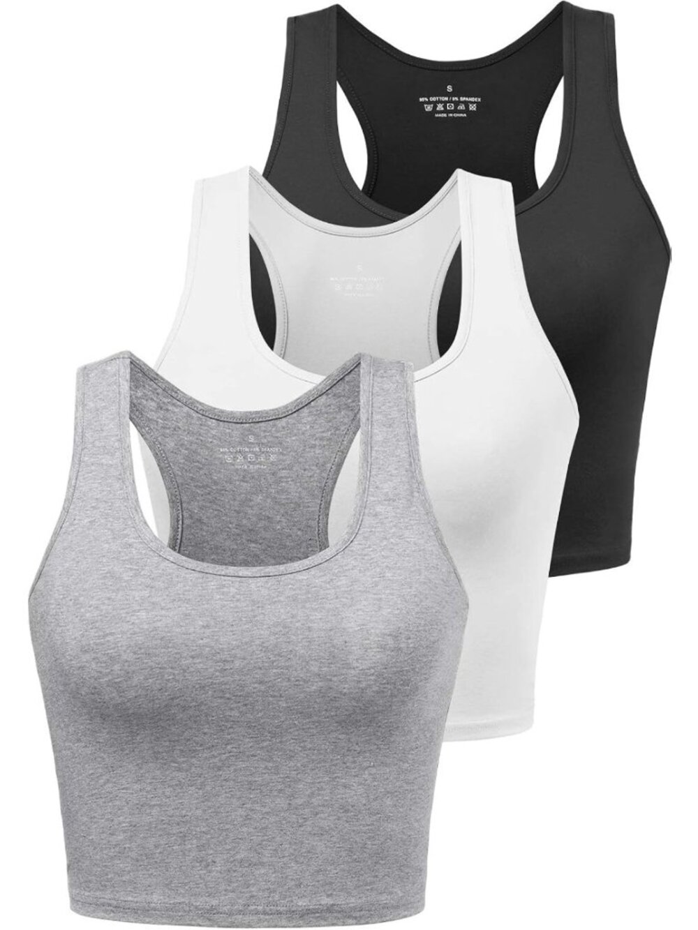 3 Pack Women's Cotton Sleeveless Crop Tops for Yoga, Workout & Casual Wear